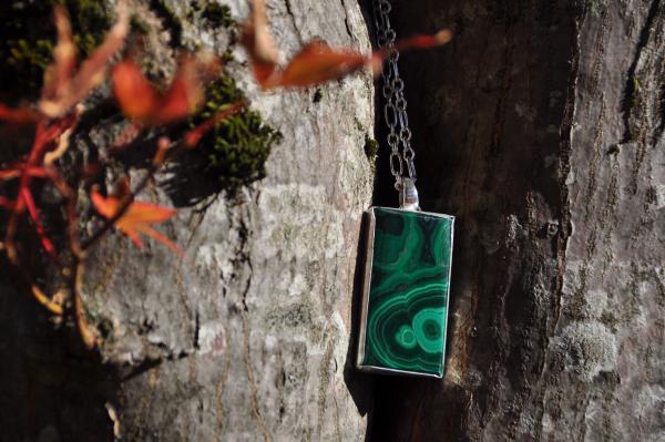 Malachite Rectangle Sterling Silver Pendant picture