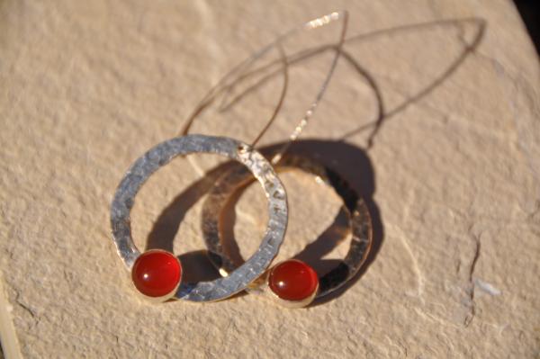 Carnelian Loop Sterling Silver Earrings picture