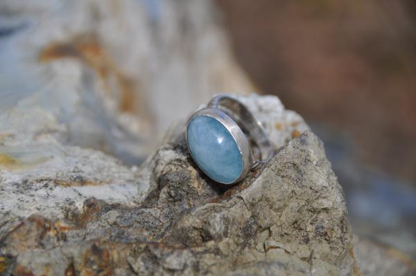 Oval Aquamarine Sterling Silver Ring picture