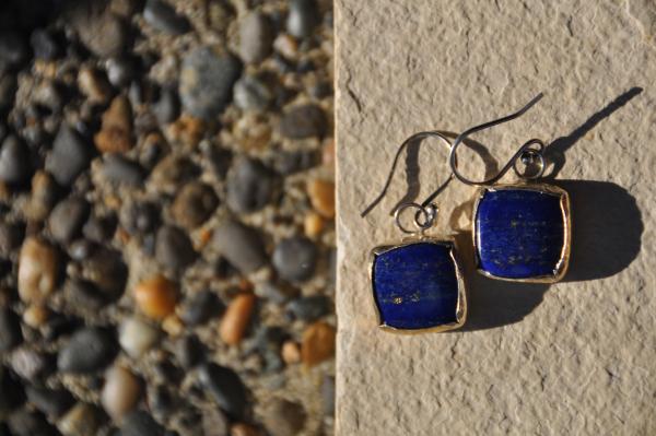 Lapis Square Sterling Silver Earrings picture