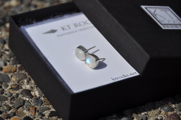 Moonstone Square Sterling Silver Stud Earrings picture