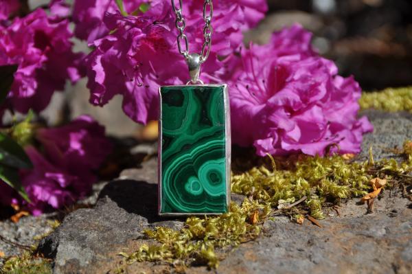 Malachite Rectangle Sterling Silver Pendant picture