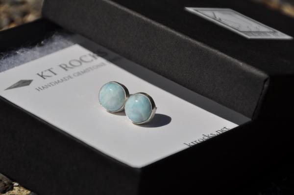 Larimar Circle Stud Sterling Silver Earrings picture