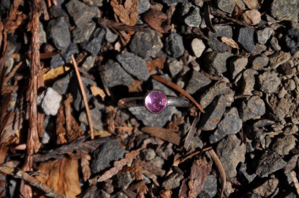 Pink Sapphire Birthstone Sterling Silver Ring picture