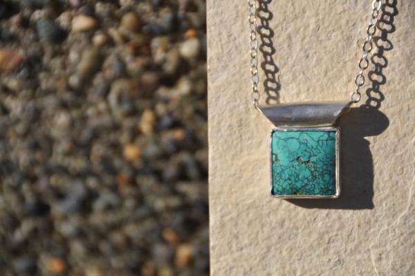 Turquoise Kingman Square Sterling Silver Pendant picture