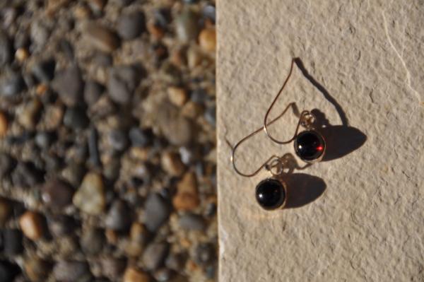 Garnet Circle Sterling Silver Earrings picture