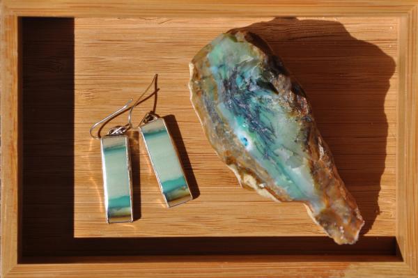 Opal Rectangle Sterling Silver Earrings picture