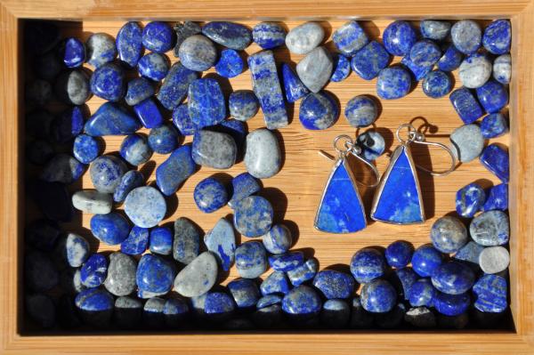 Lapis Triangle Sterling Silver Earrings