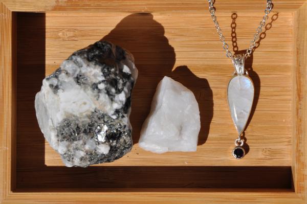 Moonstone and Garnet Sterling Silver Pendant picture