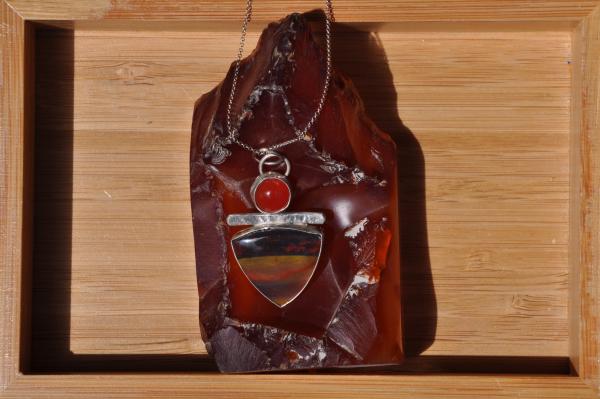 Carnelian and Petrified Wood Pendant