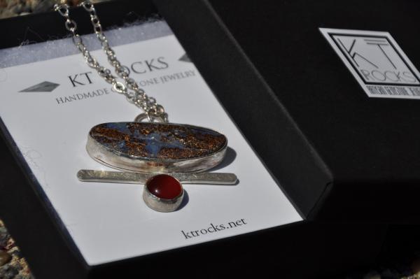 Carnelian and Boulder Opal Sterling Silver Pendant picture