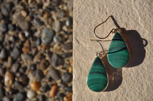 Malachite Teardrop Sterling Silver Earrings picture