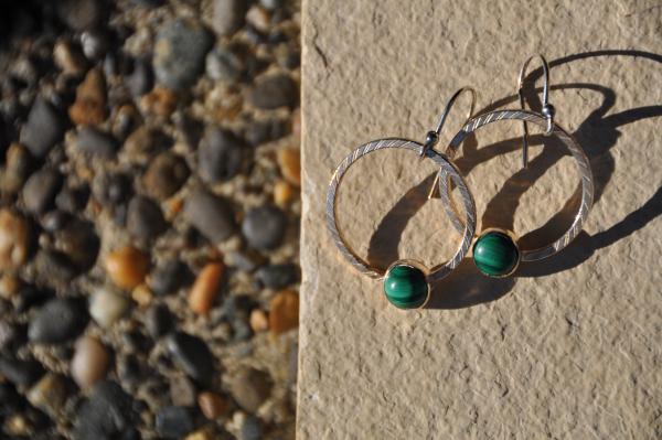 Malachite Sterling Silver Loop Earrings picture