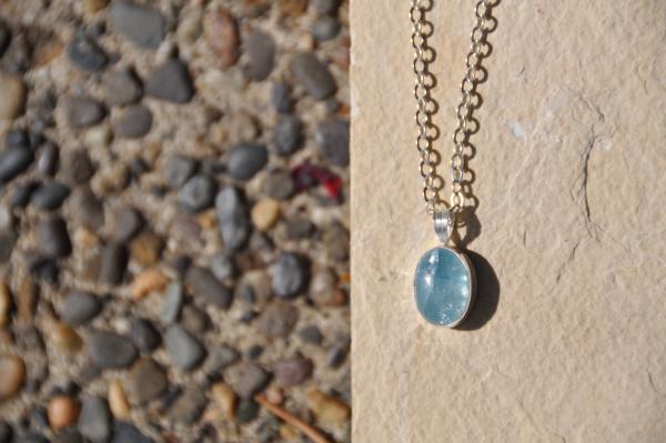 Aquamarine Oval Sterling Silver Pendant picture