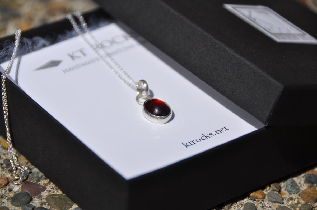 Garnet Oval Sterling Silver Pendant picture