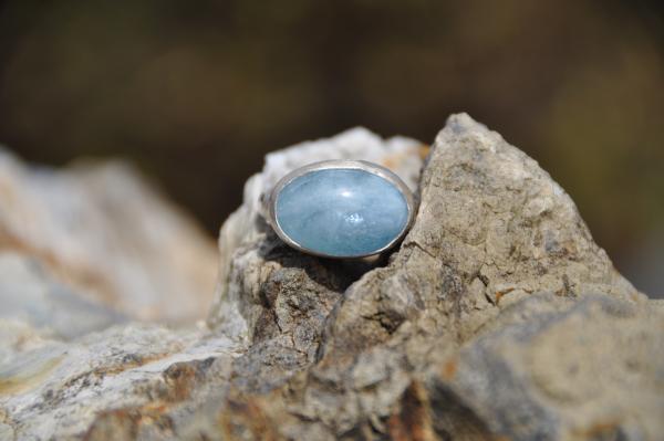 Oval Aquamarine Sterling Silver Ring picture