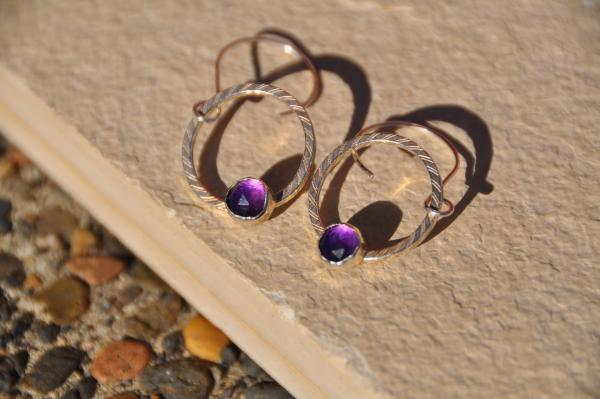 Faceted Amethyst Sterling Silver Loop Earrings picture