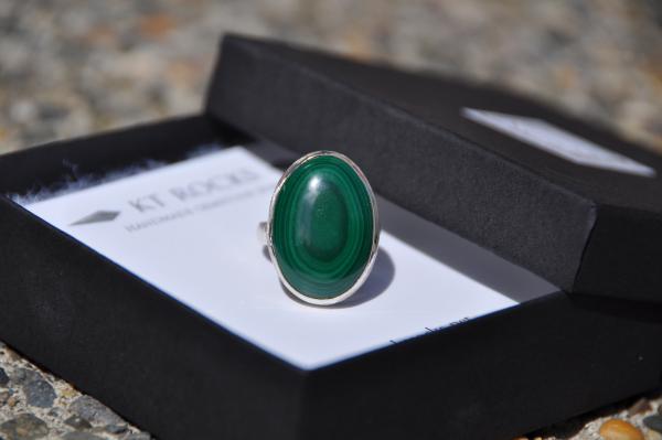 Malachite Oval Sterling Silver Statement Ring picture