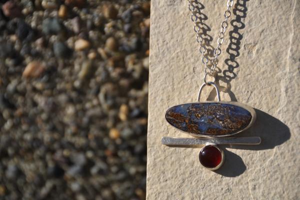 Carnelian and Boulder Opal Sterling Silver Pendant picture