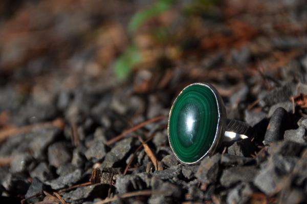 Malachite Oval Sterling Silver Statement Ring picture