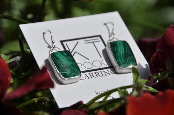 Malachite Rectangle Sterling Silver Earrings picture