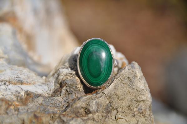 Malachite Oval Sterling Silver Statement Ring picture