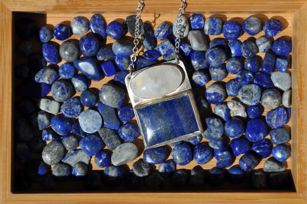 Lapis and Moonstone Sterling Silver Pendant