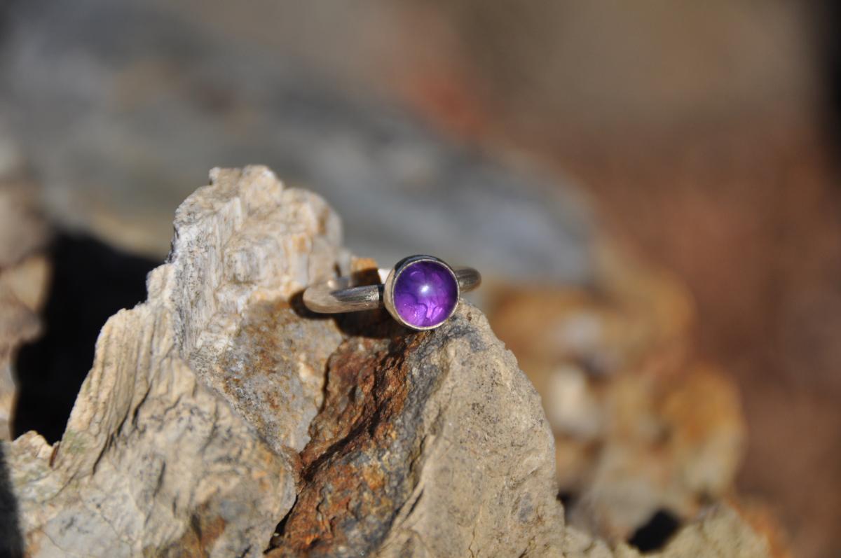 Amethyst Stackable Sterling Silver Ring picture