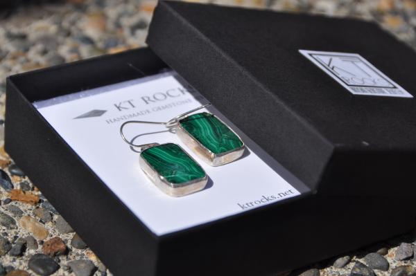 Malachite Rectangle Sterling Silver Earrings picture
