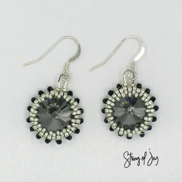 Luna Black and Silver Rivoli Earrings picture