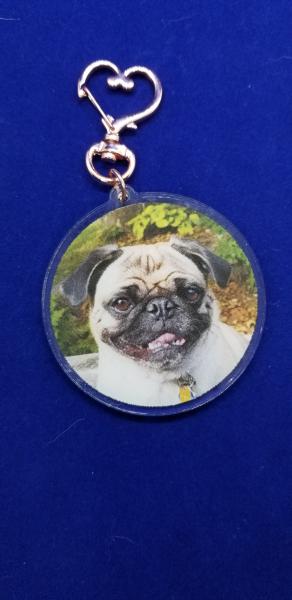 Pug double sided keychain picture