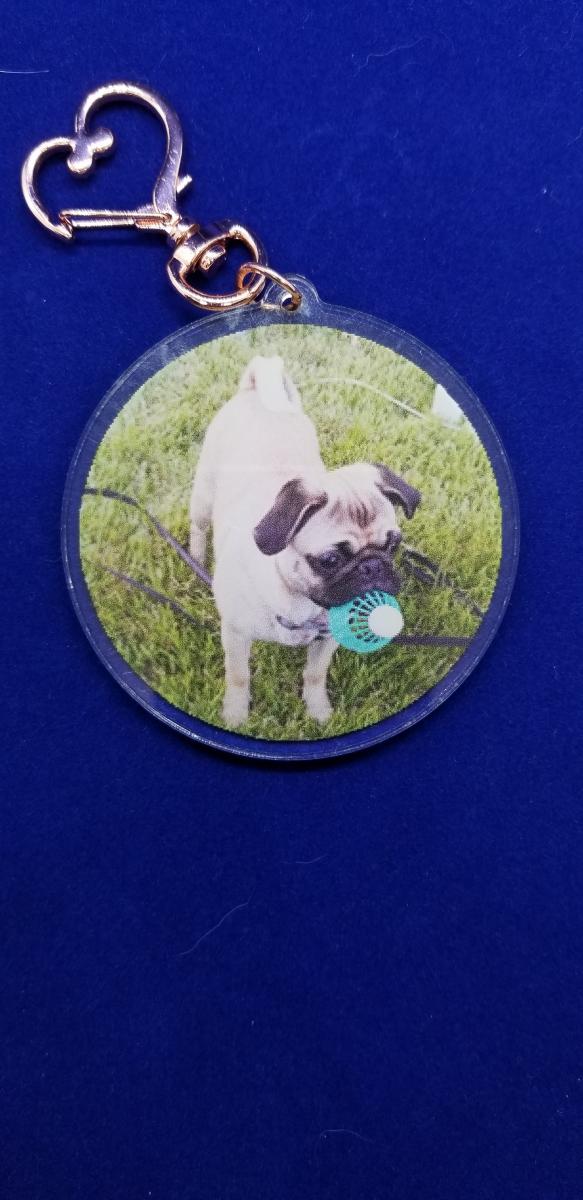Pug double sided keychain picture