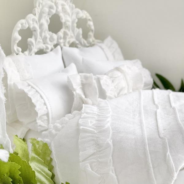 White Ruffled Trim Bedding Set- Ciara picture