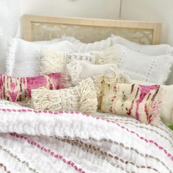 White Frayed and Textured Cotton Bedding Set-Zelia picture