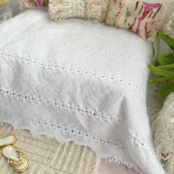 White Frayed and Textured Cotton Bedding Set-Zelia picture