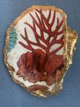 Orange Coral Oyster Shell Trinket Dish