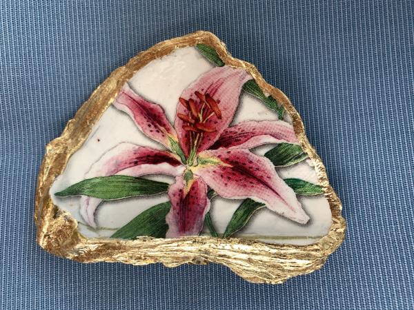 Star Gazer Lily Oyster Shell Trinket Dish picture