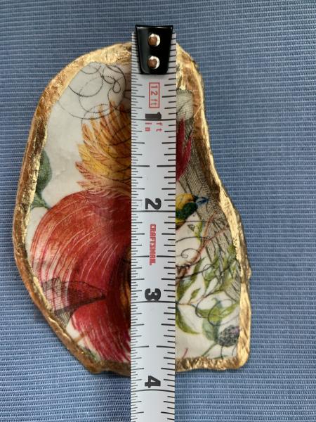 Red and Yellow Bird Oyster Shell Trinket Dish picture