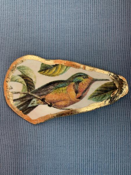 Hummingbird Oyster Shell Ring Dish