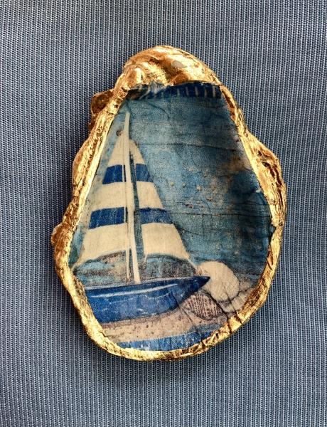 Sailboat Oyster Shell Trinket Dish picture