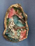 Blue Bird Oyster Shell Trinket Dish