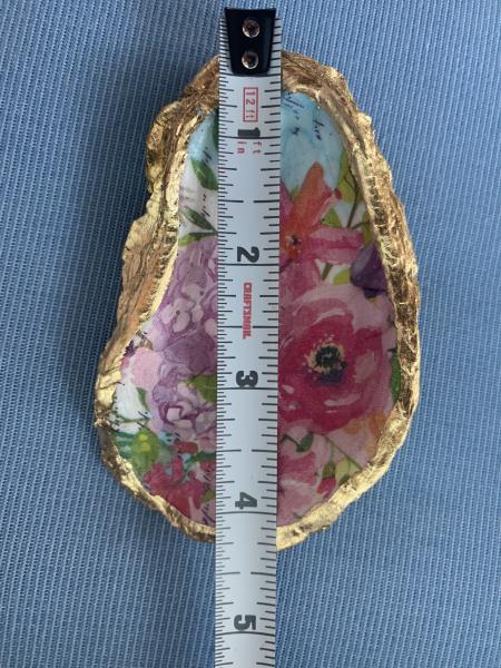 Pastel Flowers Oyster Shell Trinket Dish picture