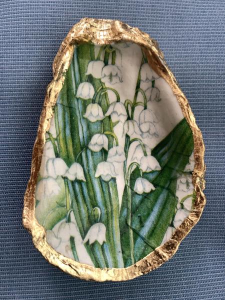Lily of the Valley Oyster Shell Trinket Dish