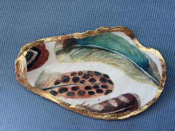 Feathers Oyster Shell Trinket Dish