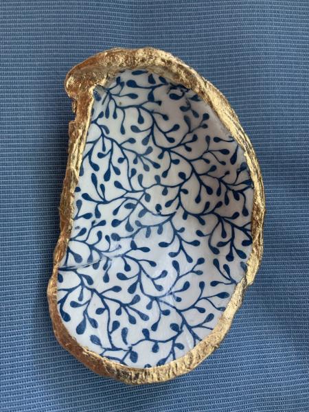 Blue Seaweed Oyster Shell Trinket Dish