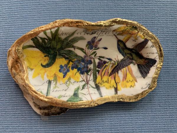 Hummingbird Oyster Shell Trinket Dish