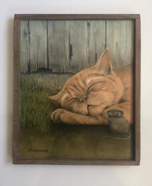 Lath Frame / Cat with Mouse picture