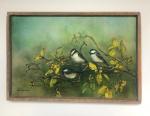 Lath Frame / Chickadees on Branch