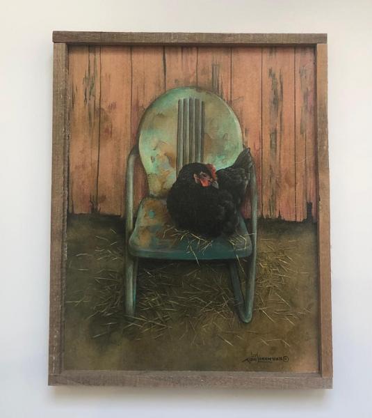 Lath Frame / Chair with Hen picture