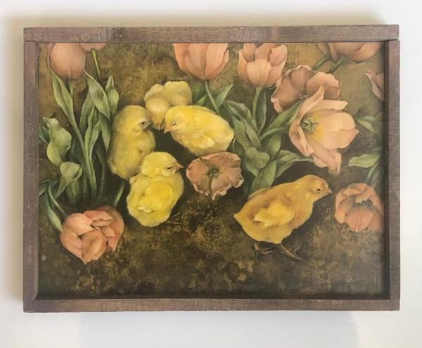 Lath Frame / Chicks with Tulips